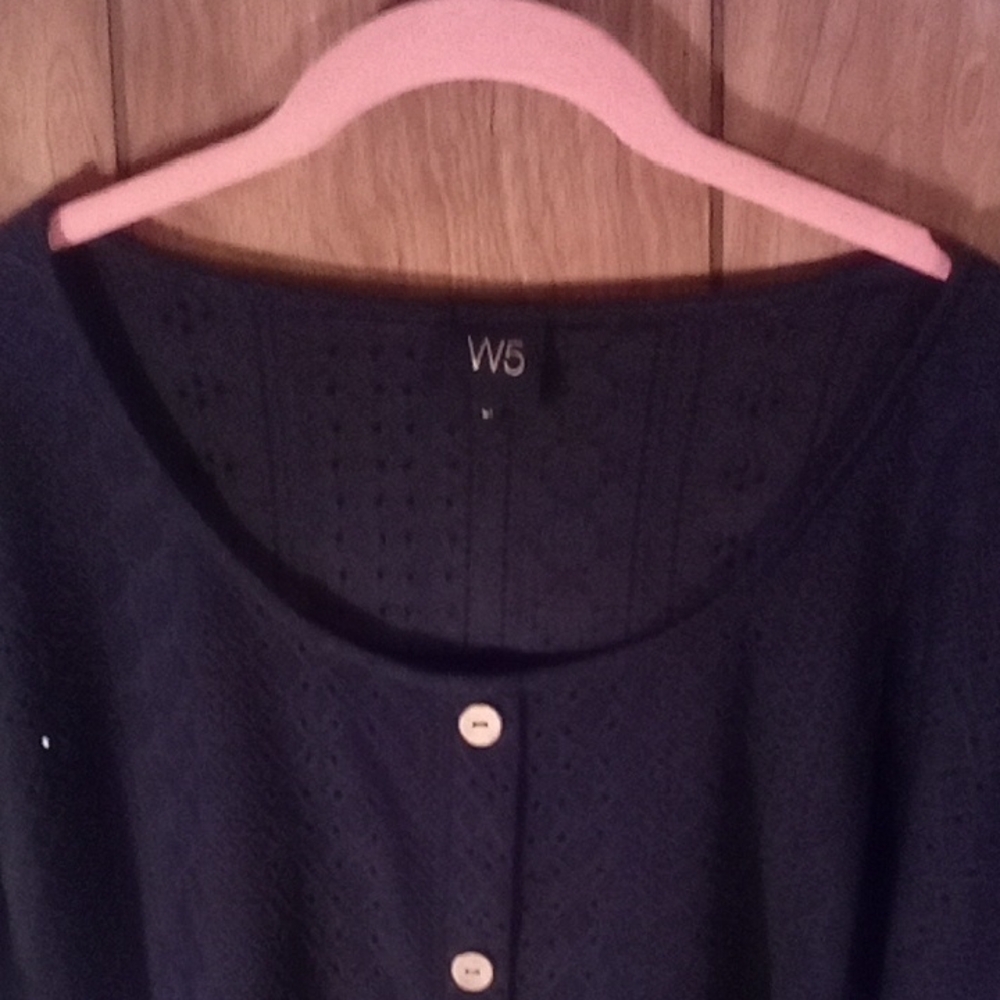 W5 Navy Blue Button-Up Cardigan